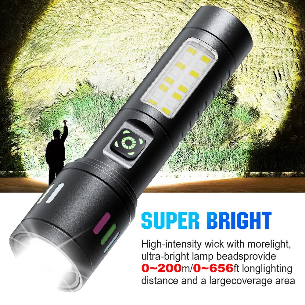 350000000 Lumen Super Bright Tactical Flashlight Rechargeable LED Work Light LED