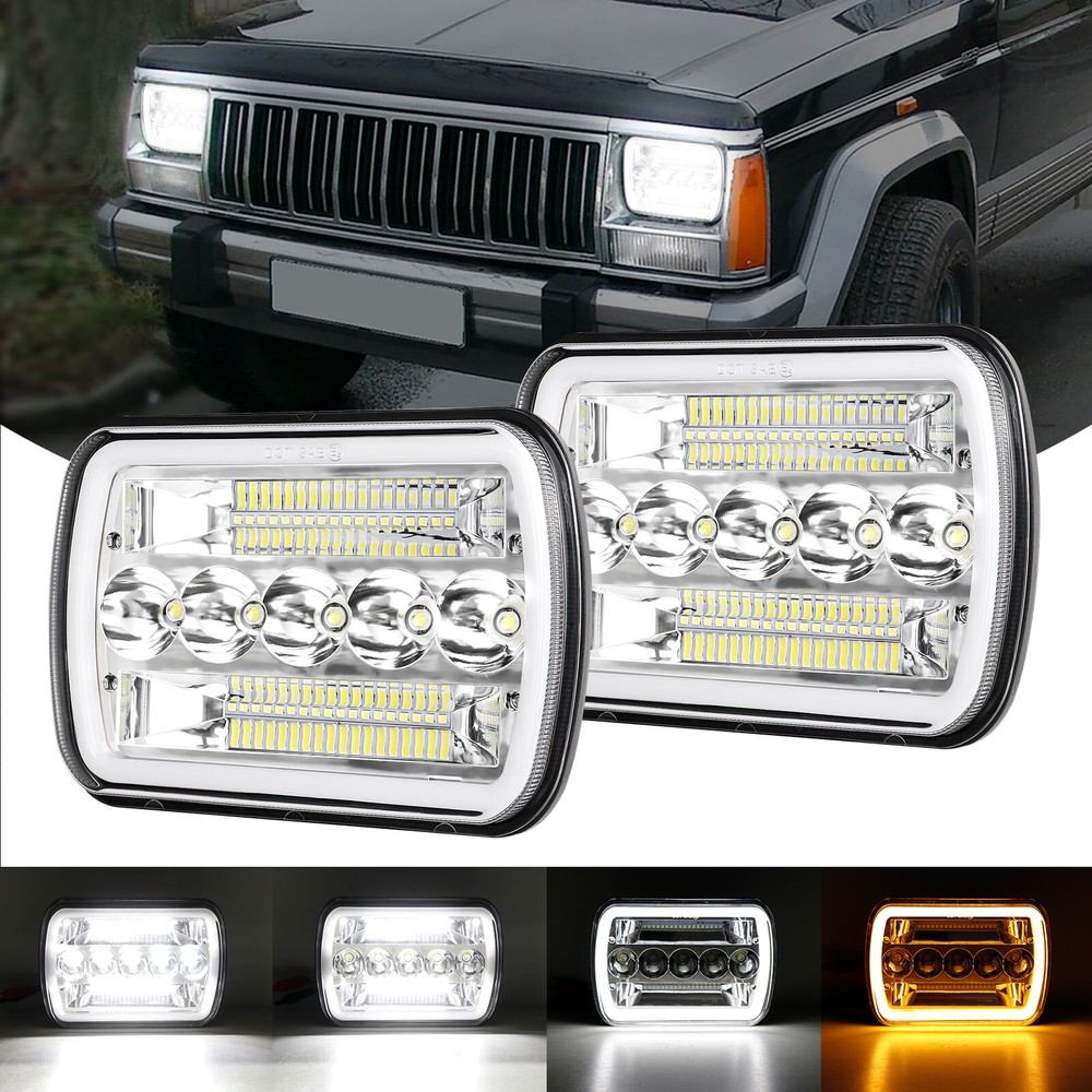 7x6 5x7 LED Headlights Hi-Lo Beam DRL Turn Signal for Toyota Tacoma