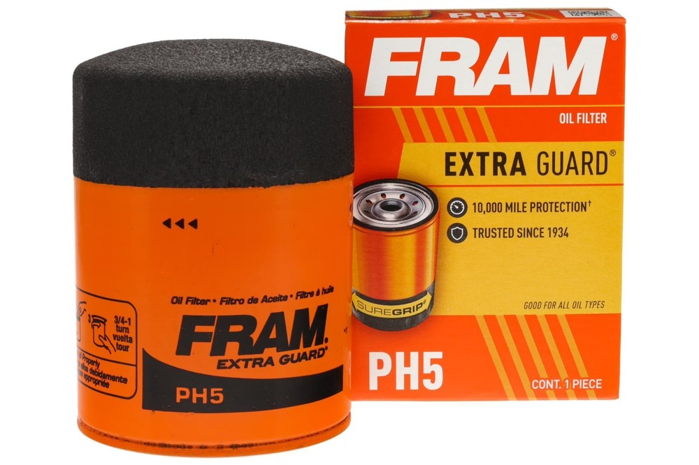 FRAM Extra Guard Oil Filter, PH5, 10K Miles, Replacement Oil Filter Fits Select