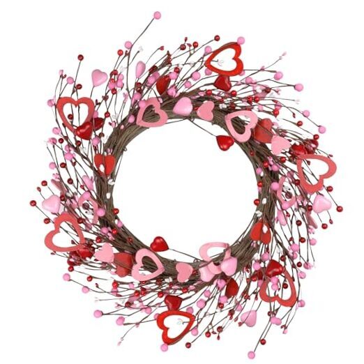 18-Inch Valentine's Day Wreath for Front Door Decor
