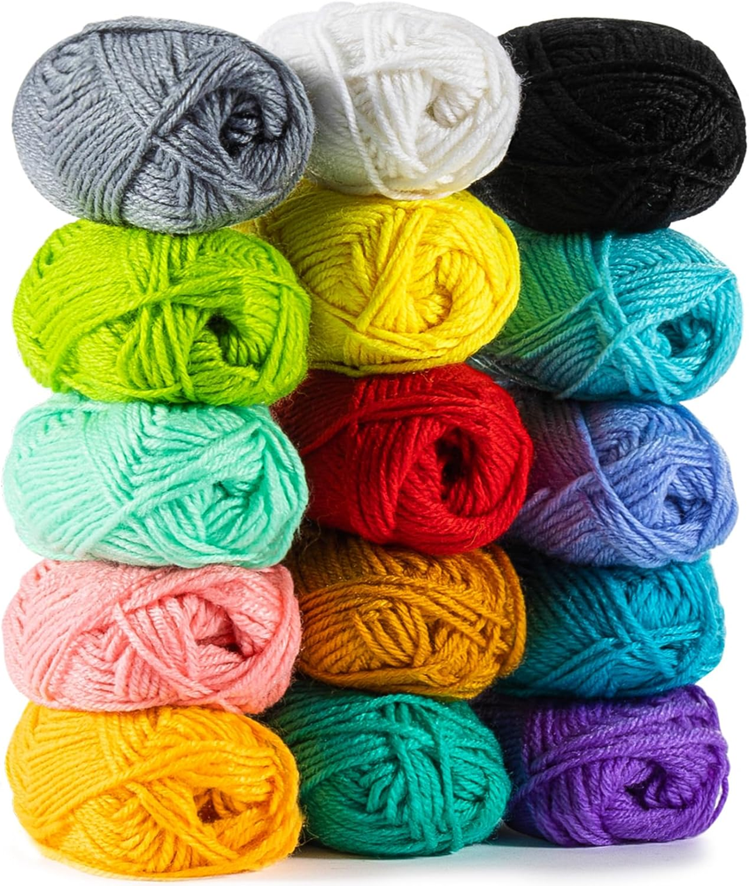 Acrylic Yarn Skeins Set 20G Soft Multicolor Knitting and Crocheting Yarn