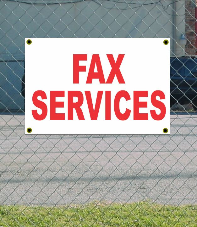 2x3 Red & White FAX SERVICES Banner Sign with Discounted Size & Price and Free Shipping Included
