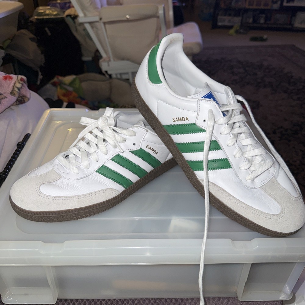 adidas Samba OG Men's Size 12  White - Green Stripes
