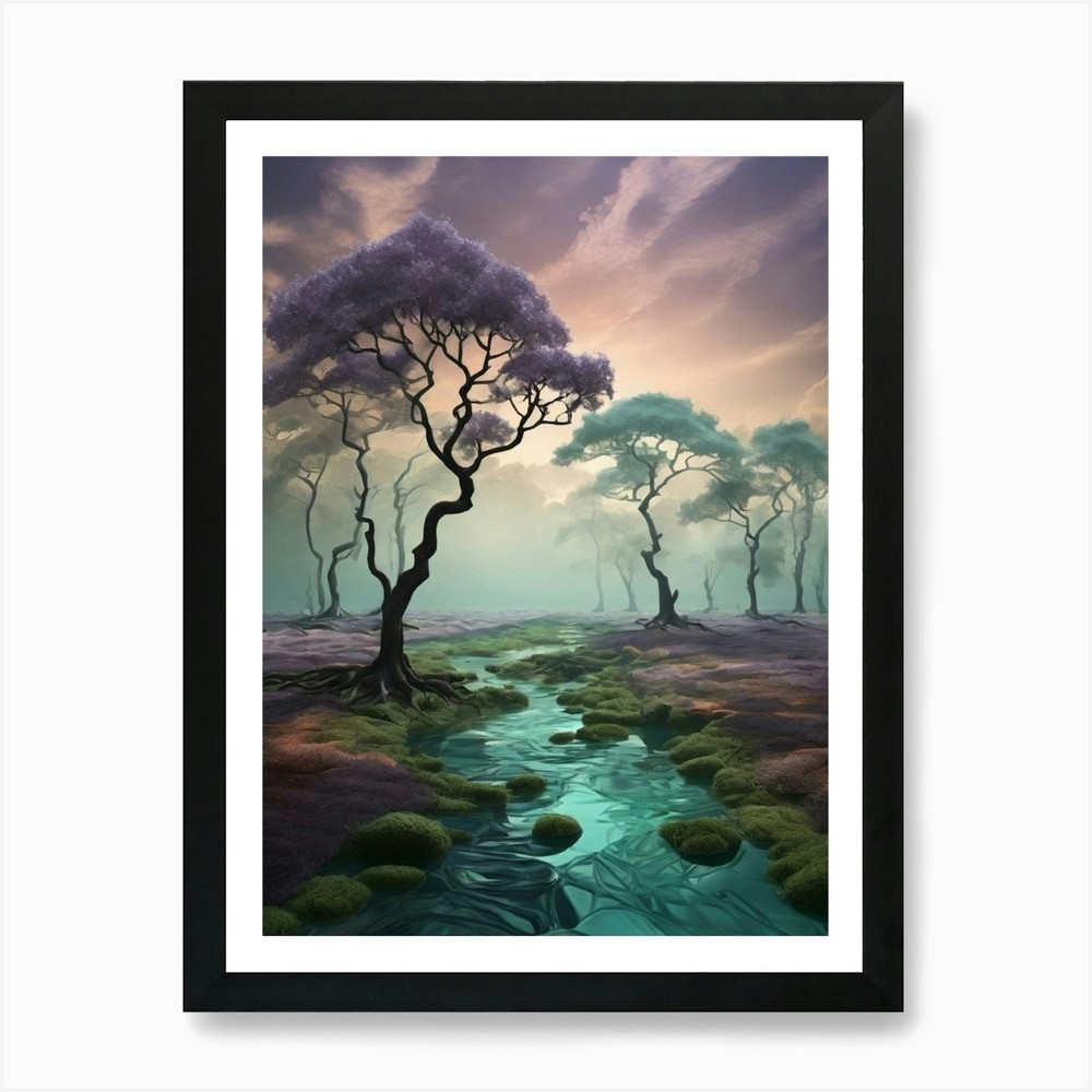 Landscape With Trees Framed Art Print Canvas Wall Decor Picture  