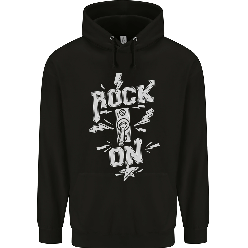 Rock On Funny Music Heavy Metal Guitar Mens 80% Cotton Hoodie