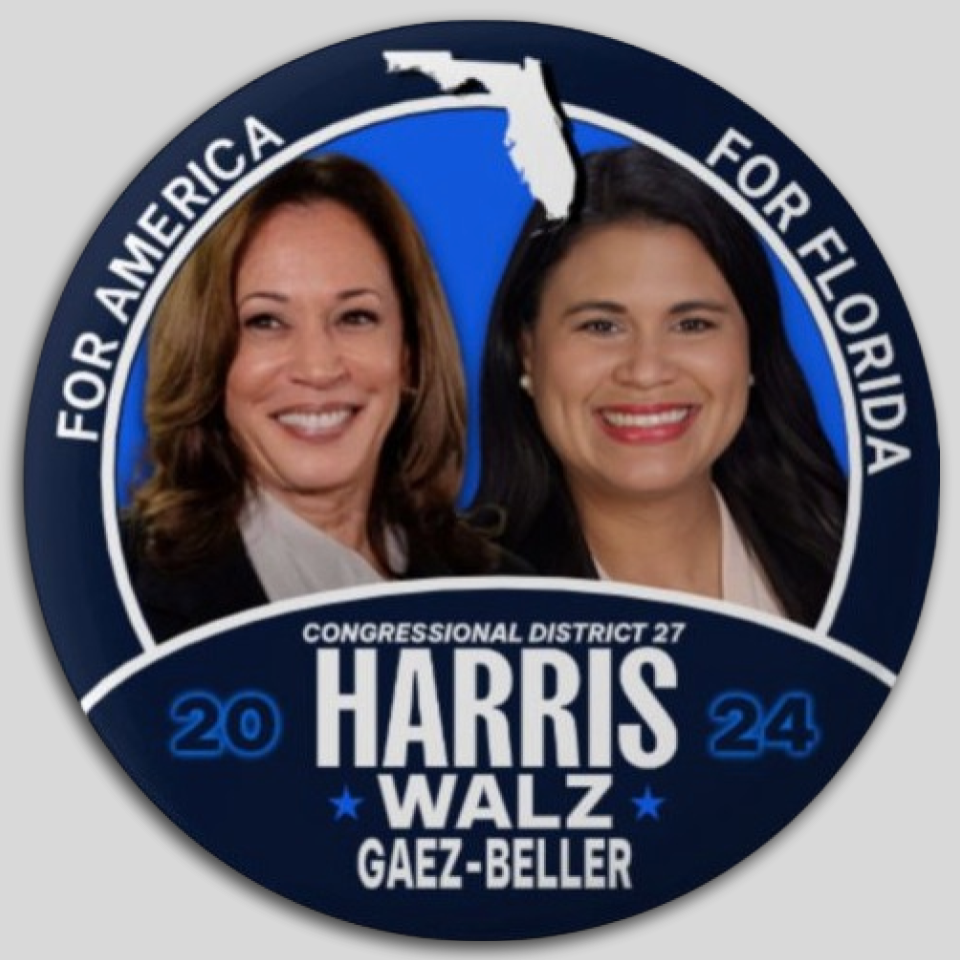 Kamala Harris Lucia Baez-Geller Congress Pin Button Jugate Florida Democrat Pres