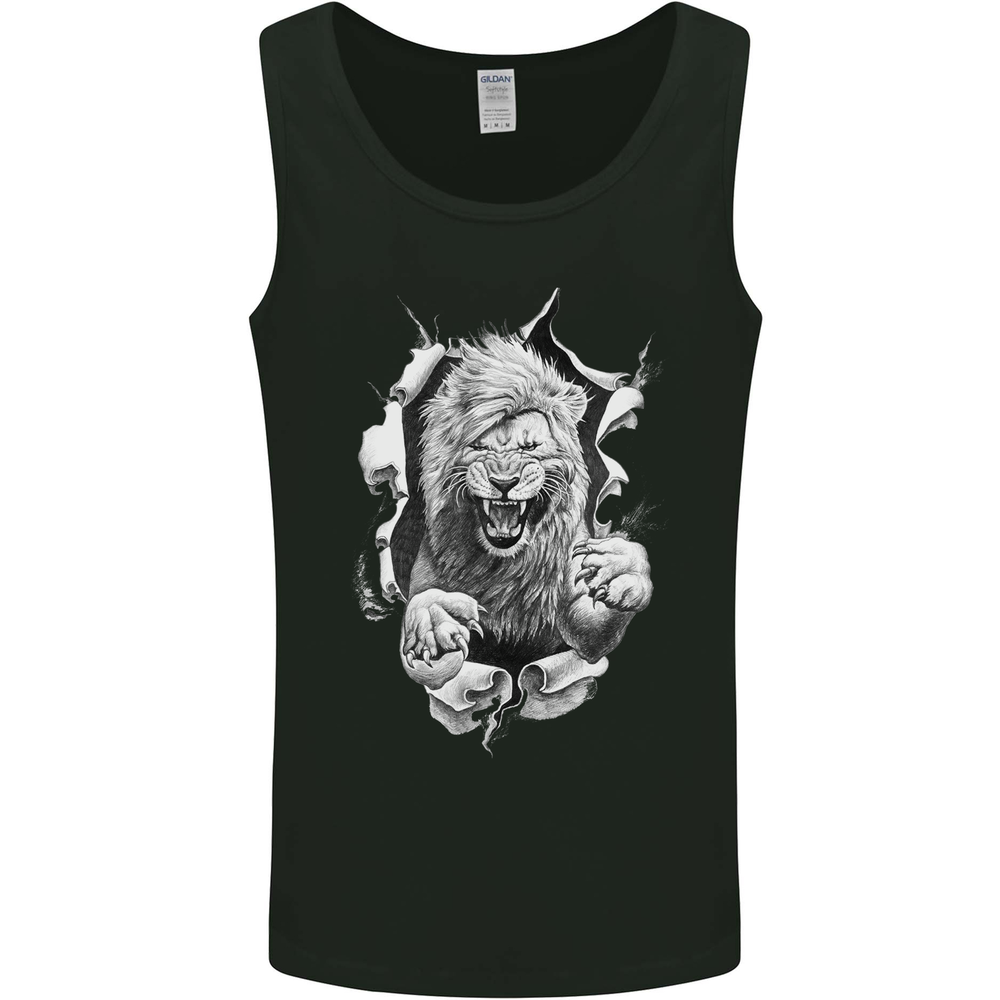 Lion Ripping Through the Fabric Mens Vest Tank Top