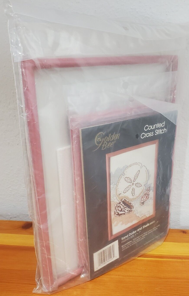 Pack of 3 Golden Bee Counted Cross Stitch sets Sand Dollar and shells