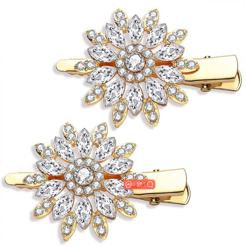 2Pcs Crystal Metal Hair Clips Non-Slip Hair Pins Accessories for Women and Girls