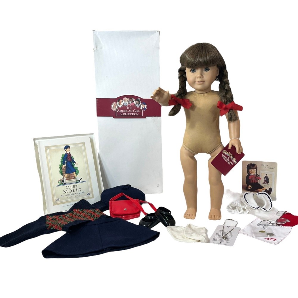 American Girl Molly Doll In Meet Outfit Pleasant Co 1986 Accessories White Box