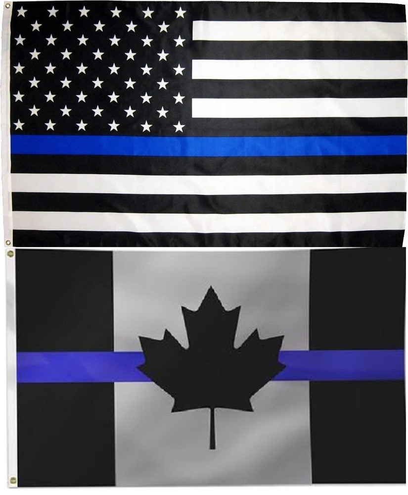 Wholesale Thin Blue Line USA Canada Police Memorial Flag 3x5 Feet