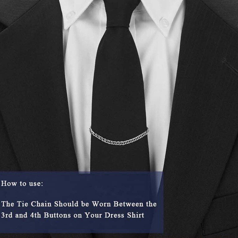 2x Vintage Mens Necktie Link Tie Chain Metal Tack Clip Clasp Gift Accessories