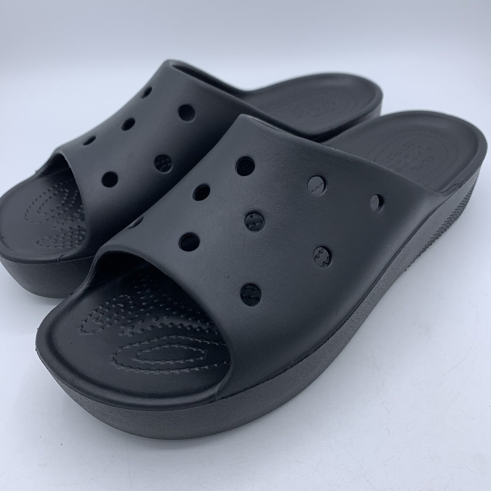 Crocs Classic Platform Slide Sandal Black Womens Size 9 Open Toe