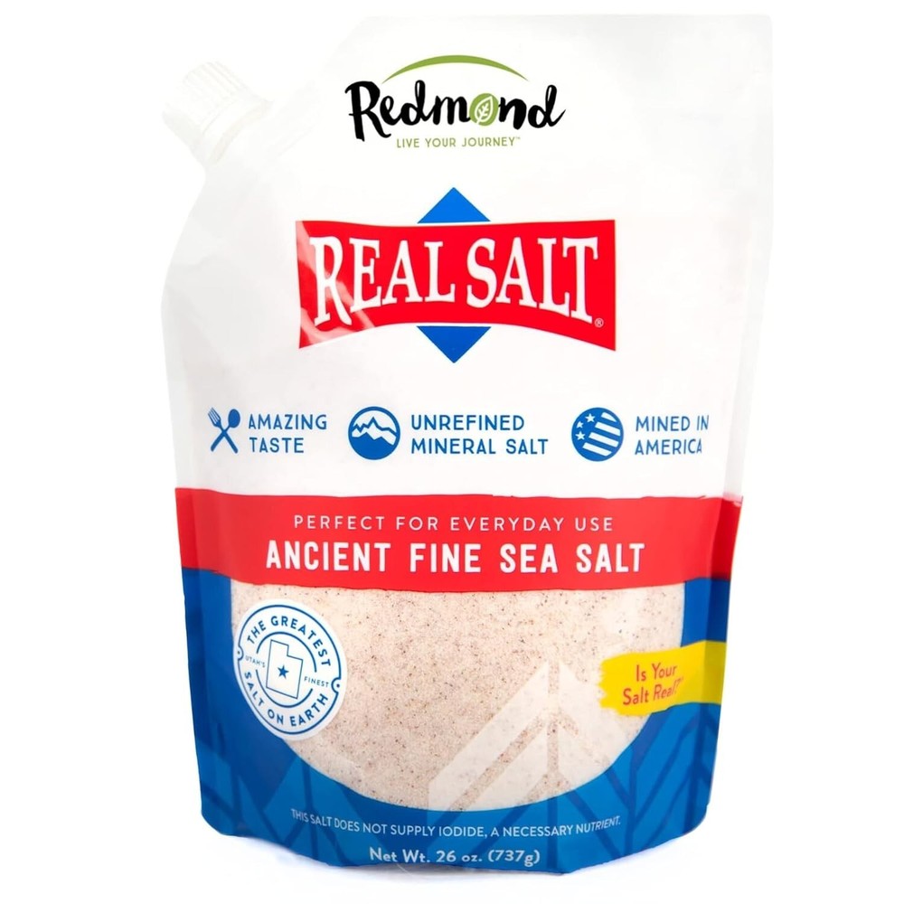 REDMOND Real Sea Salt Natural Unrefined Gluten Free Fine, 26 Ounce Pouch 1 Pack