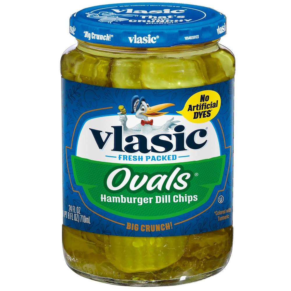 Vlasic Ovals Hamburger Dill Pickle Chips, Keto Friendly, 24 FL OZ