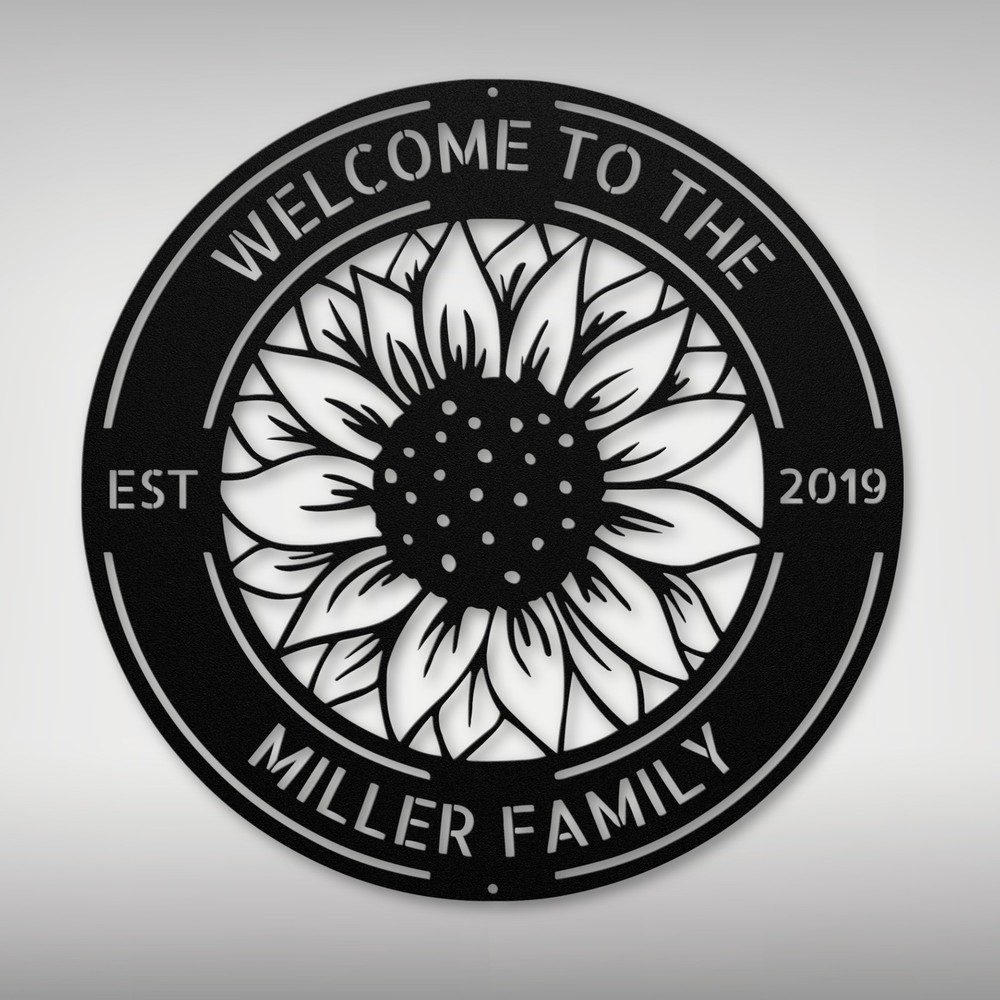 Personalized Sunflower Metal Sign Custom Flower Decor Gift for Home and Garden