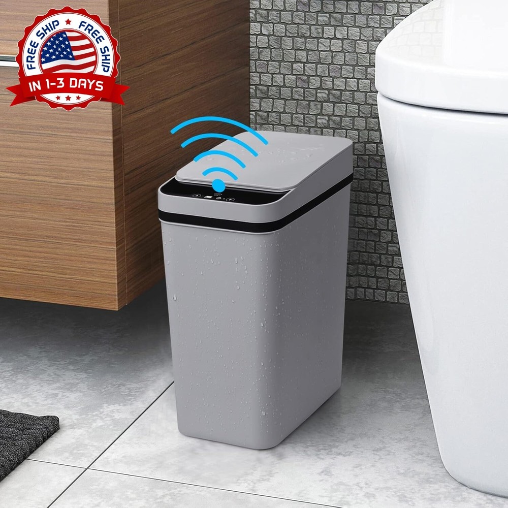 Basurero De Baño Con Tapa, Bote De Basura Automático Sin Contacto De 2.2 Galones