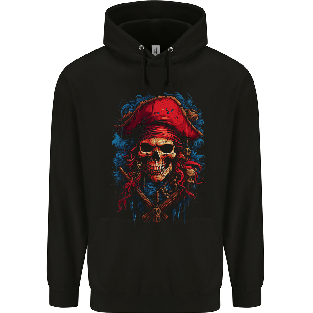 Swashbuckling Pirate Skull Mens 80% Cotton Hoodie