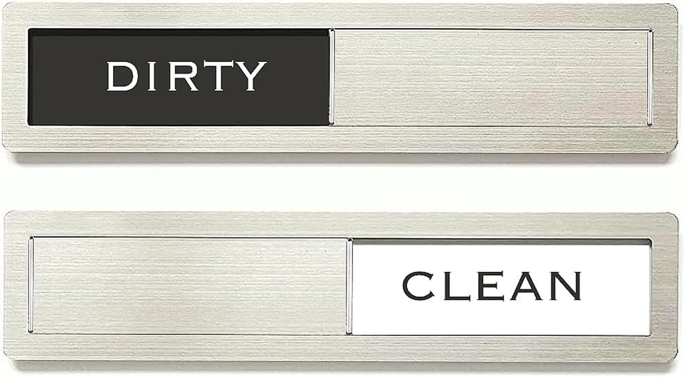 Dishwasher Magnet Clean Dirty Sign, Premium Stainless Steel Black and White Non-