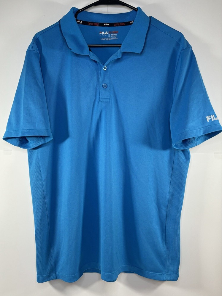 Fila Shirt Men’s Large Sports Golf Polo Blue Performance Short Sleeve Shirt