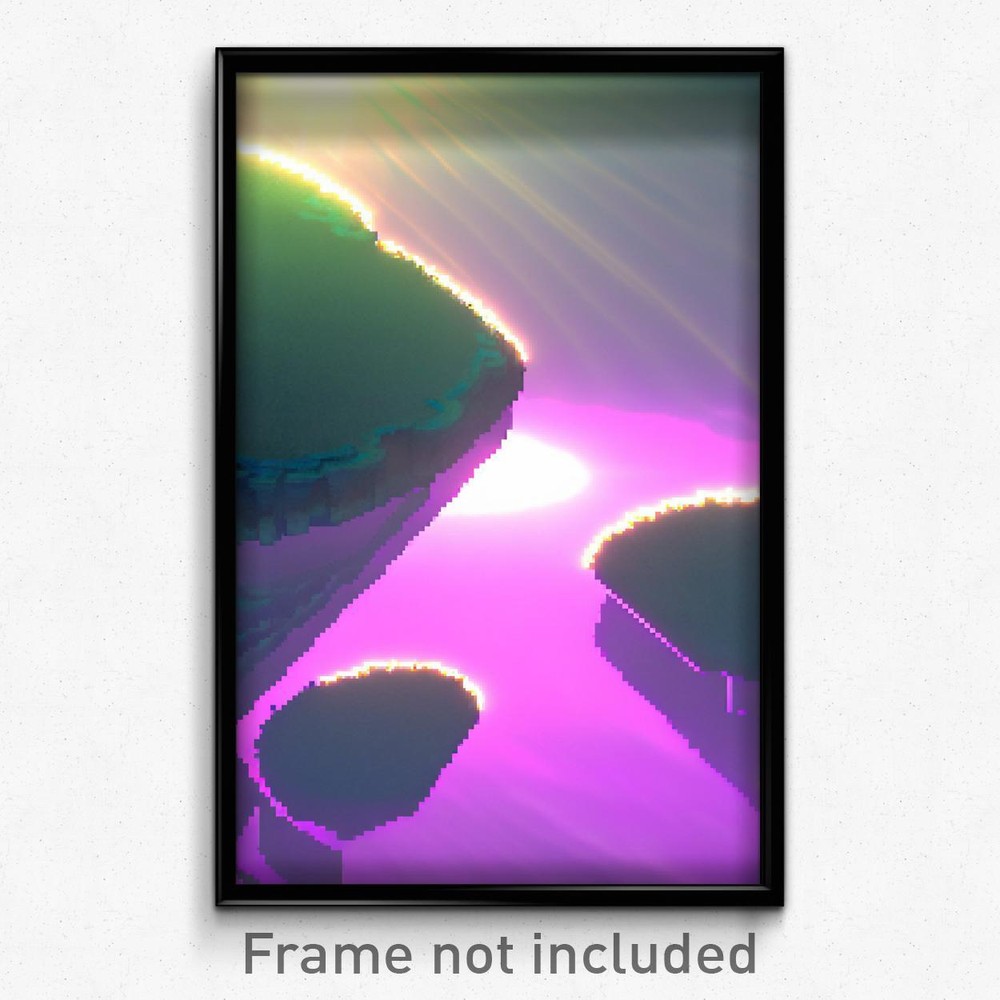 8-Bit Psychedelic Pixel Art Poster - Shiny Plateau Trippy Gamer Print