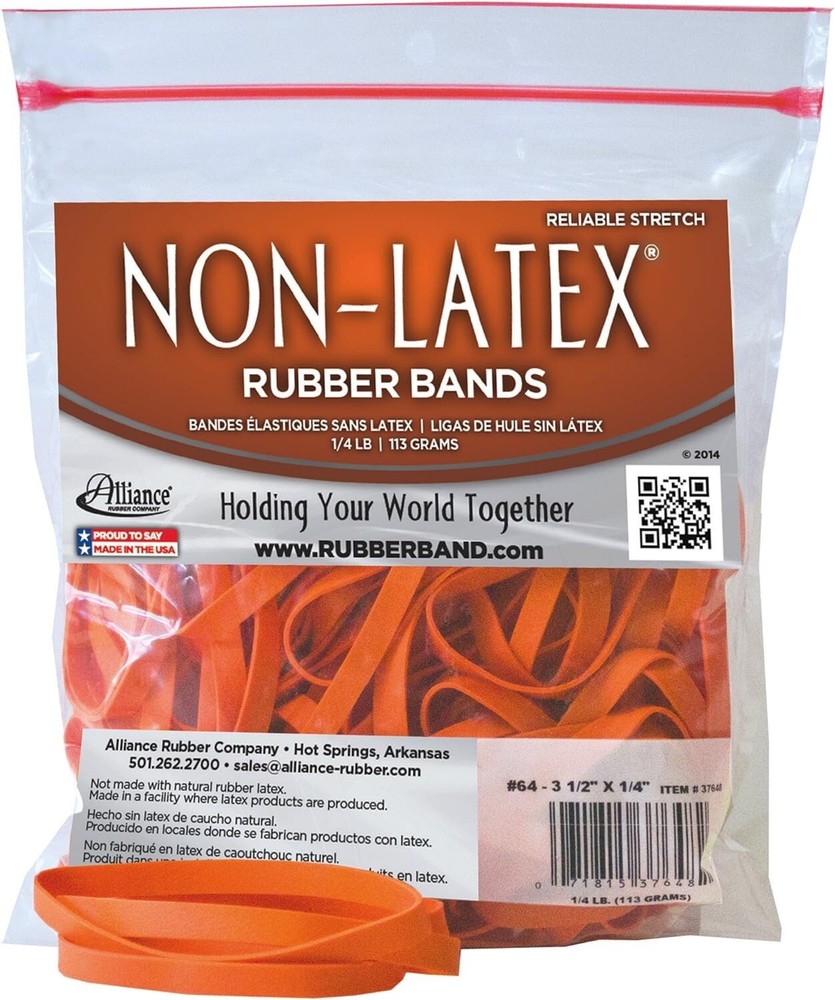 Alliance Rubber 37646 #64 Non-Latex Rubber Bands Case - 40 packs 3 1/2