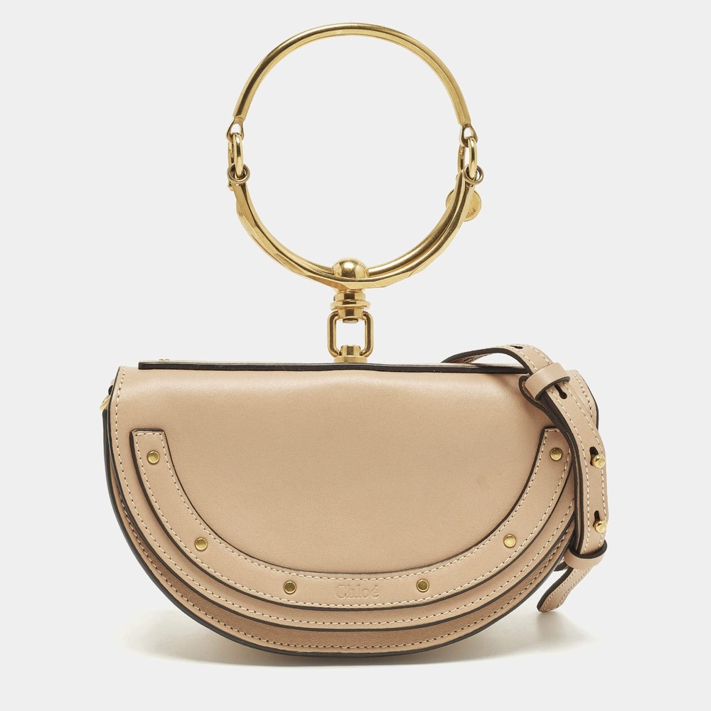 Chloe Nile Bracelet Small Beige Leather Minaudiere Bag
