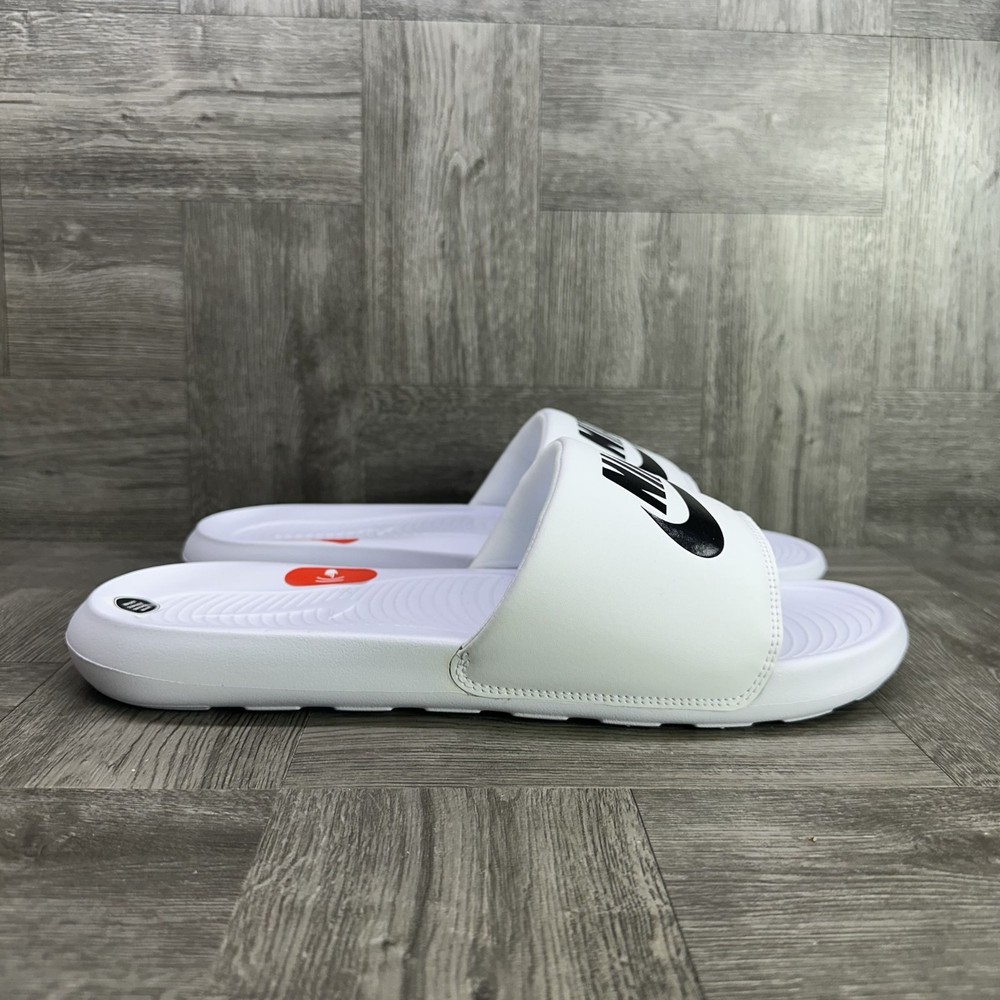 Nike Victori One Mens Slide Sandals Size 13 White Black Comfortable Design