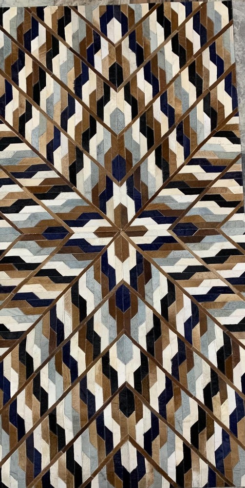 Genuine Cowhide Patchwork Rug Black & White Hair-On Leather Carpet Modern Rugs