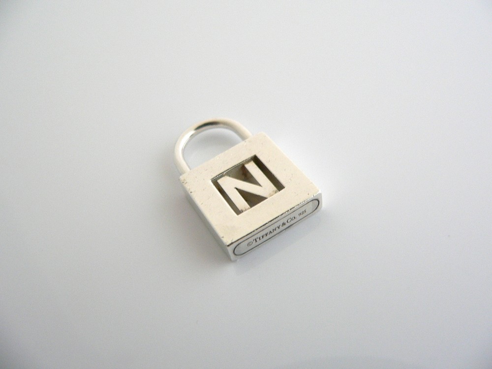 Tiffany & Co Silver Alphabet N Padlock Pendant Charm 4 Necklace Bracelet Gift