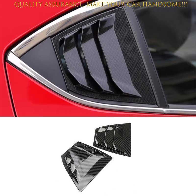 For Mazda 3 2014-18 Carbon Fiber Quarter Window Louver Shutter Side Vent Trim 2X