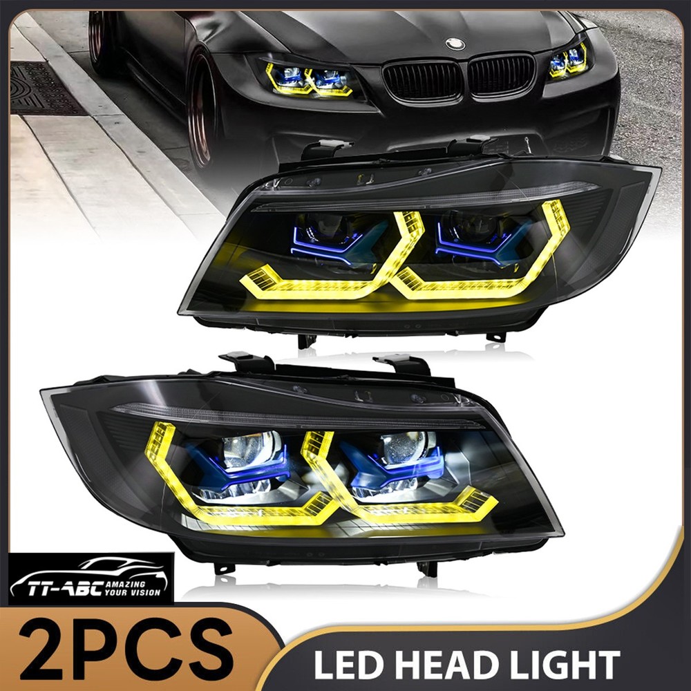 Xenon LED Headlights For BMW 3-SERIES E90 2005-2012 Head lamps Yellow-White DRL