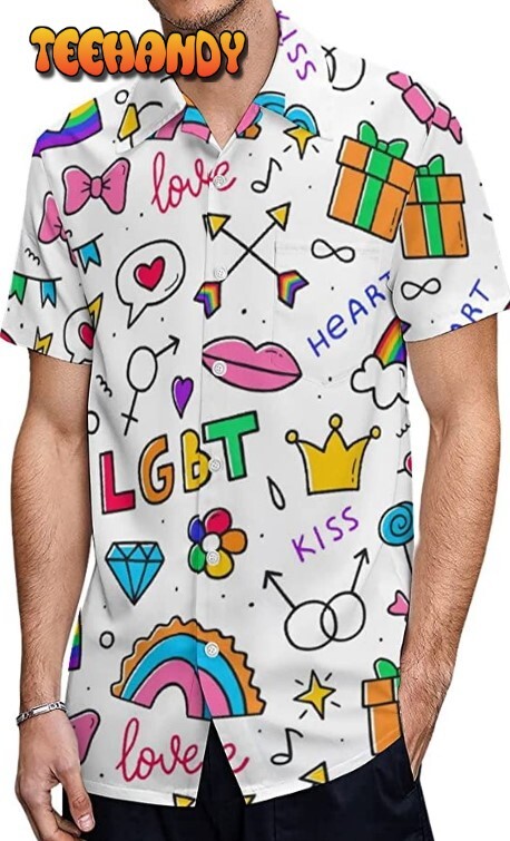 Pride Rainbow Lips Hawaiian T Shirt Trans Pride Hawaii 3D Shirt For Pride Month