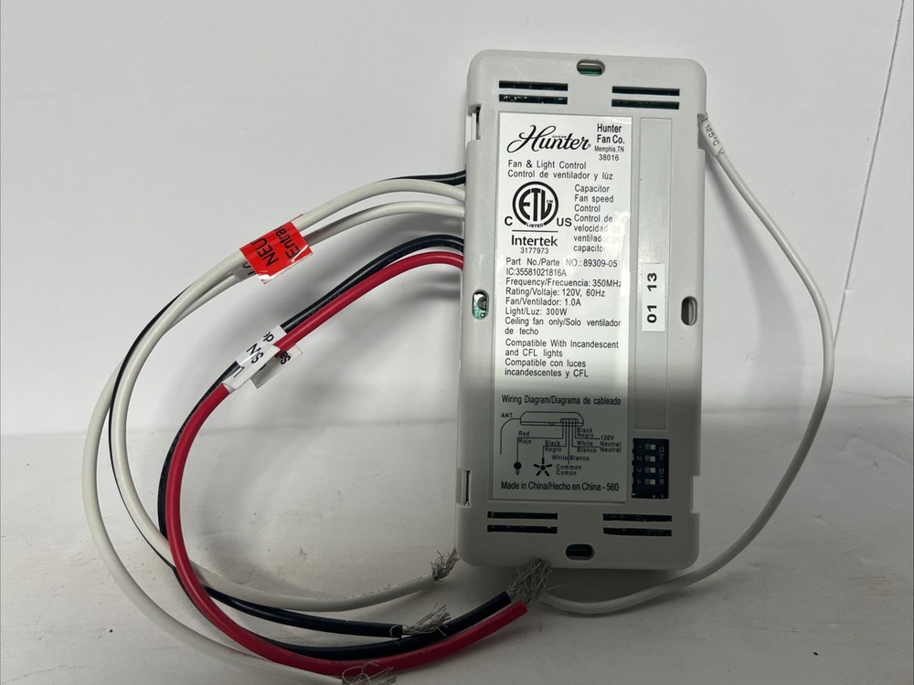 HUNTER Geniune Original Replacement Ceiling Fan Wireless Remote Receiver 89309