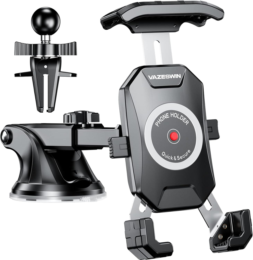 Car Phone Holder Mount, One-Touch Automatically Lock & Quick Release Dashboard W