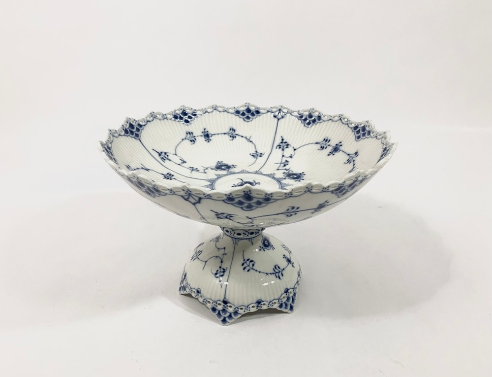Royal Copenhagen Blue Fluted Full Lace 1022 Ceramic Cake Stand Bowl  