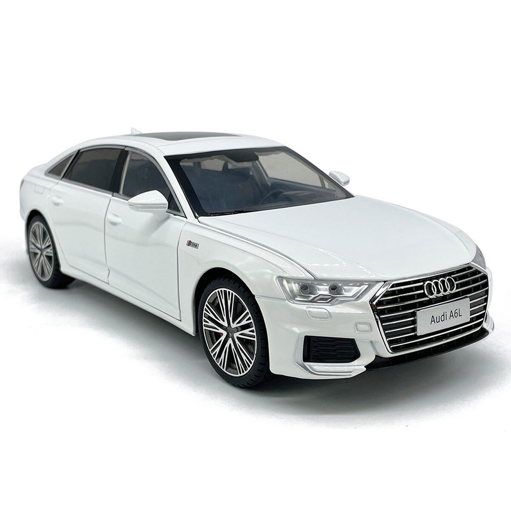 1:18 Audi A6L Model Car Diecast Toy Cars Light Sound Kids Toys Boys Gifts White