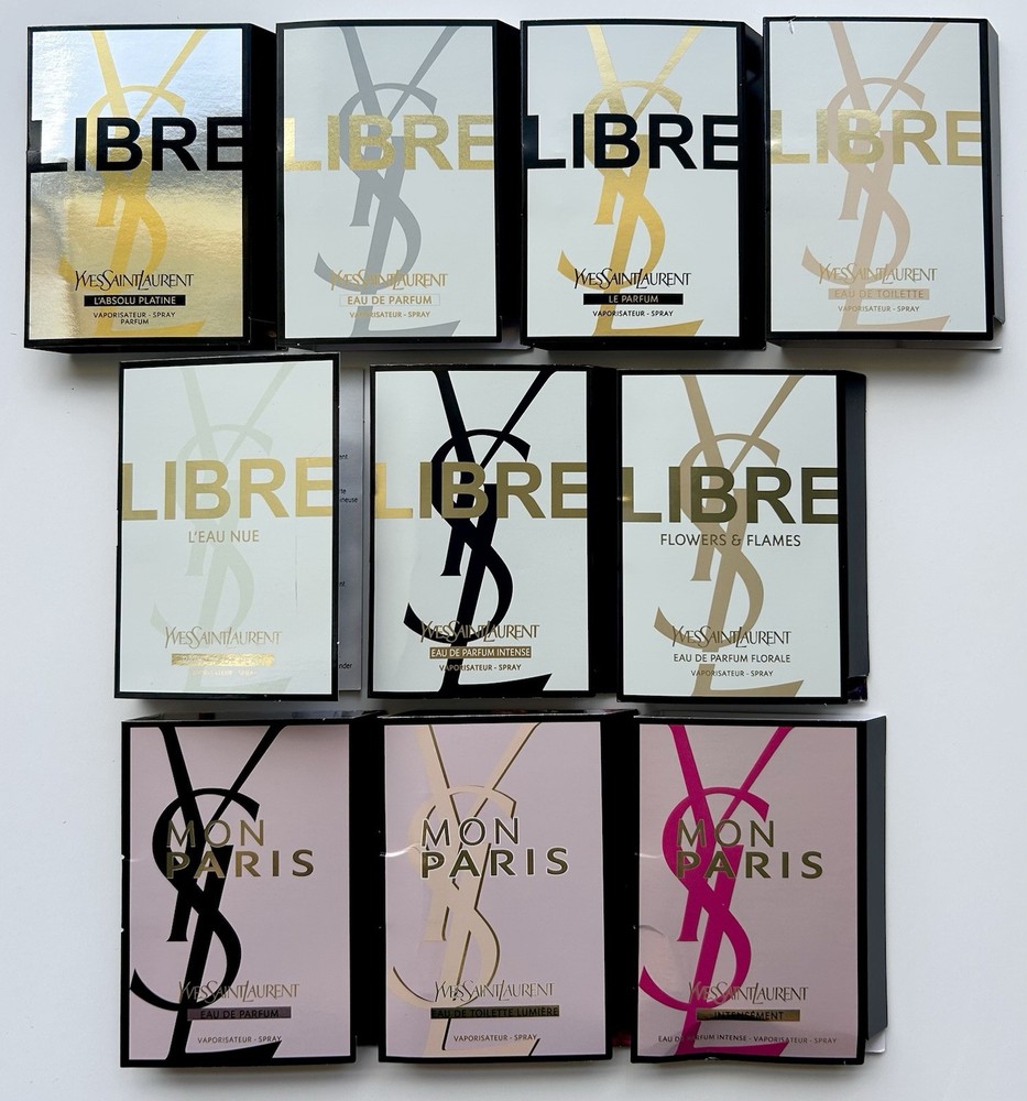 YSL Mon Paris & YSL Libre Perfume Collection 10pc Sample Vials Set For Women