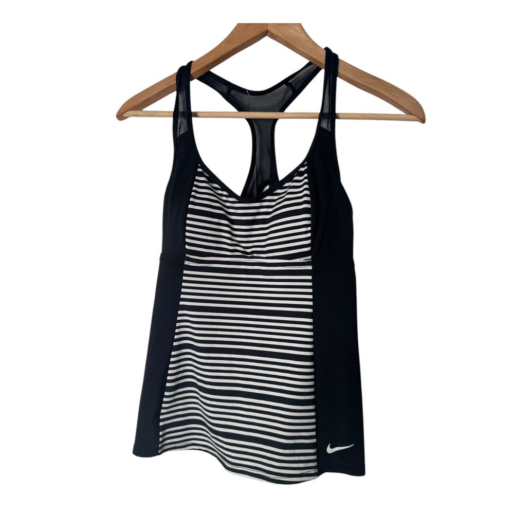 Nike Womens Running Workout Gym Halter Tank Top Size Small Black Striped NEW