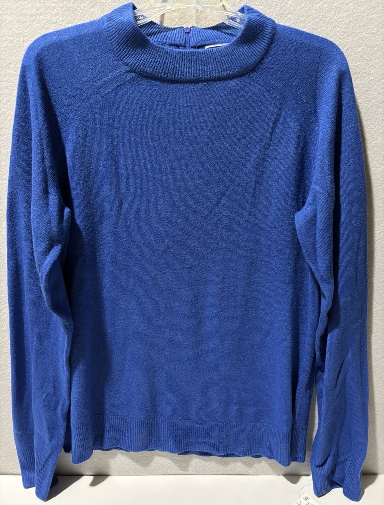 KAREN SCOTT Women's L Deep Ocean blue pullover long sleeve top sweater