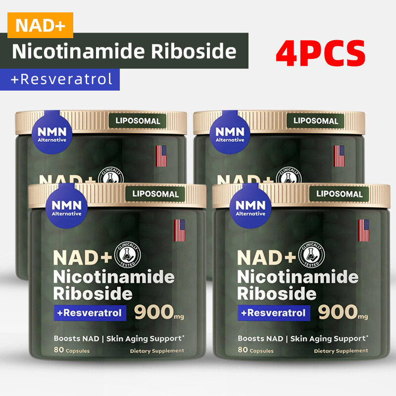 4X NAD+ Supplement for Anti-Aging Energy Focus Nicotinamide Riboside Resveratrol