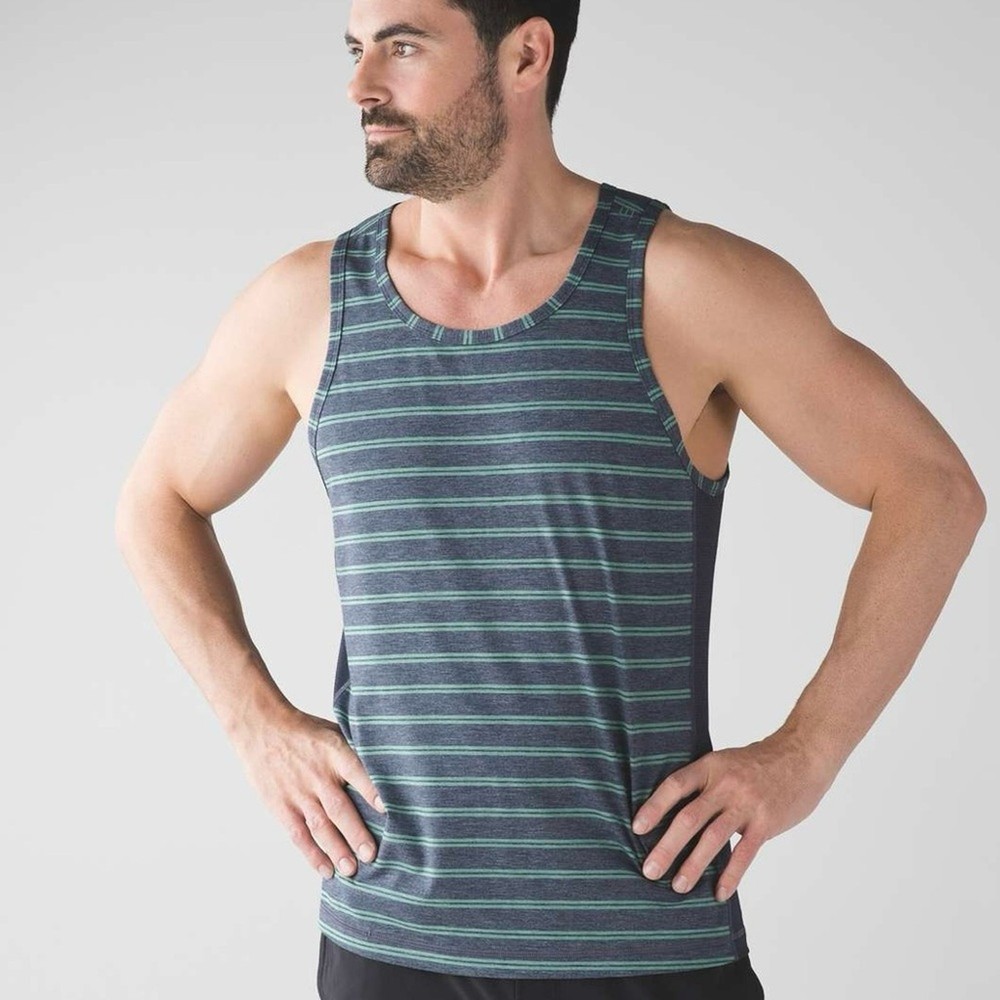 Lulemon T.H.E. Tank in Heathered Inkwell Green Stripe