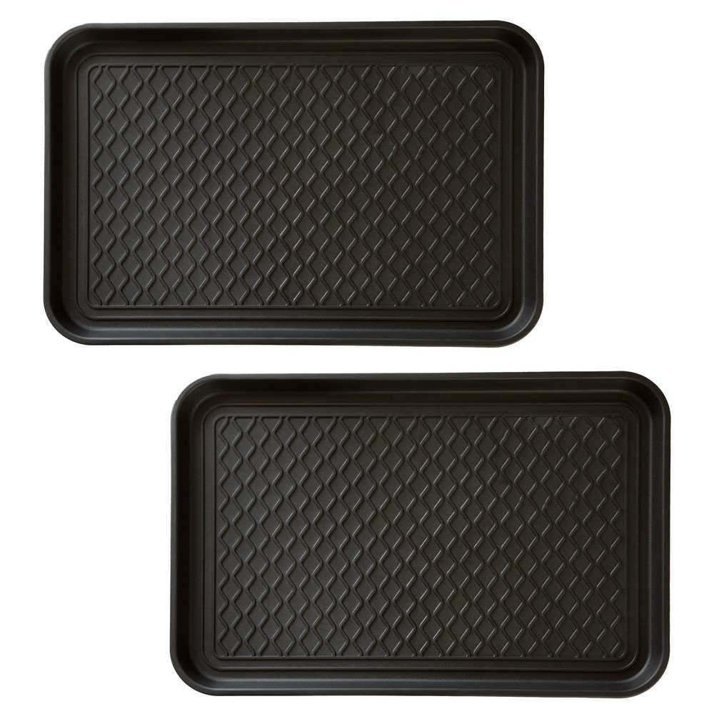 All-Weather Boot Tray and Doormat Set of 2 for Indoor Outdoor Use Medium Size