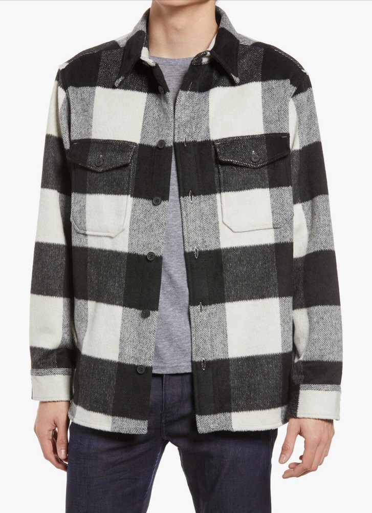 All Saints Mens Mosquero Buffalo Plaid Buttondown Overshirt Size L BRAND NEW