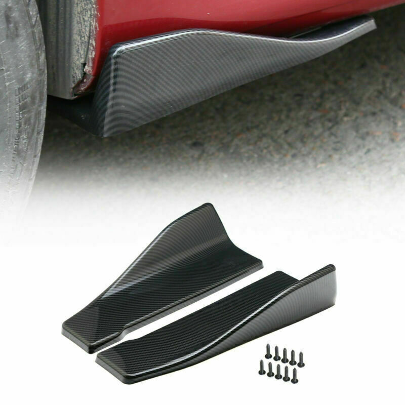 35cm 2pcs Carbon Fiber Skirt Spoiler Rear Lip Extension Winglet Splitters