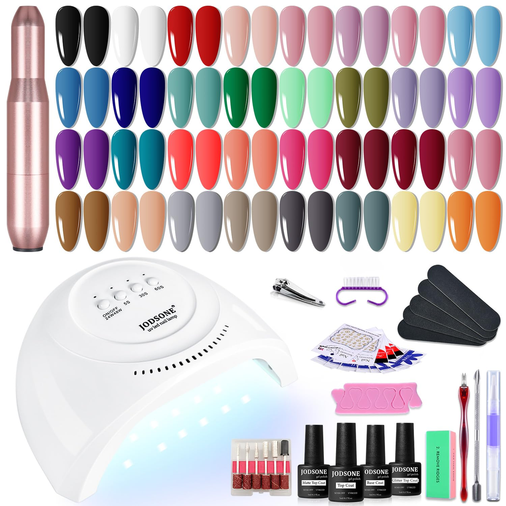 36-Piece UV Gel Nail Polish Starter Kit with Glossy Finish & Nail Drill