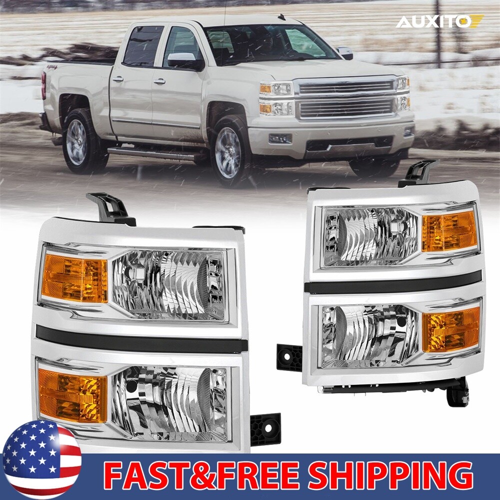 Fit 2014-15 Chevy Silverado 1500 Headlight Signal Lamps Left+Right CLEAR PAIR