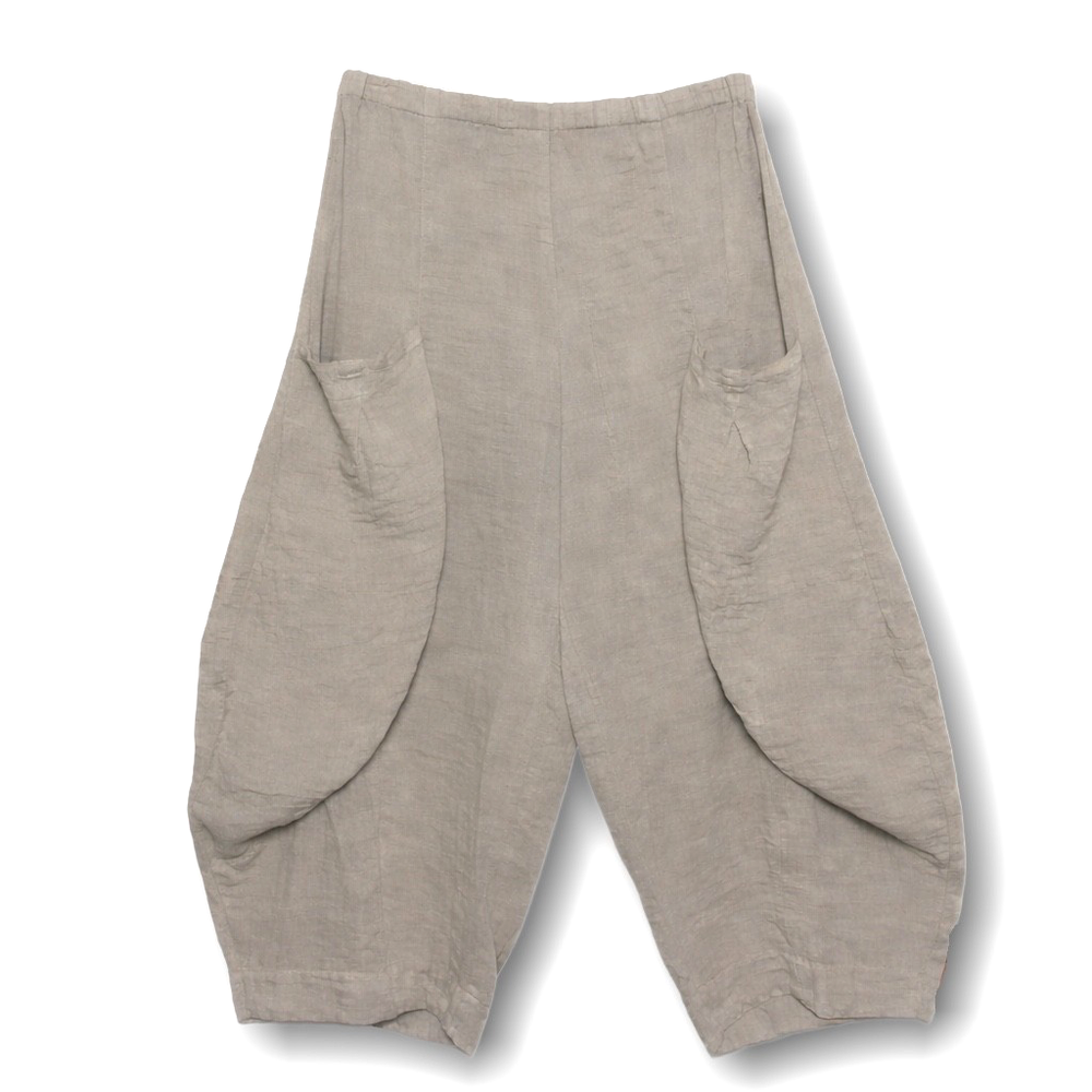 ELEVEN STITCH DESIGN Women's Large Double Pocket Pants Beige Travel Pants Wide-image