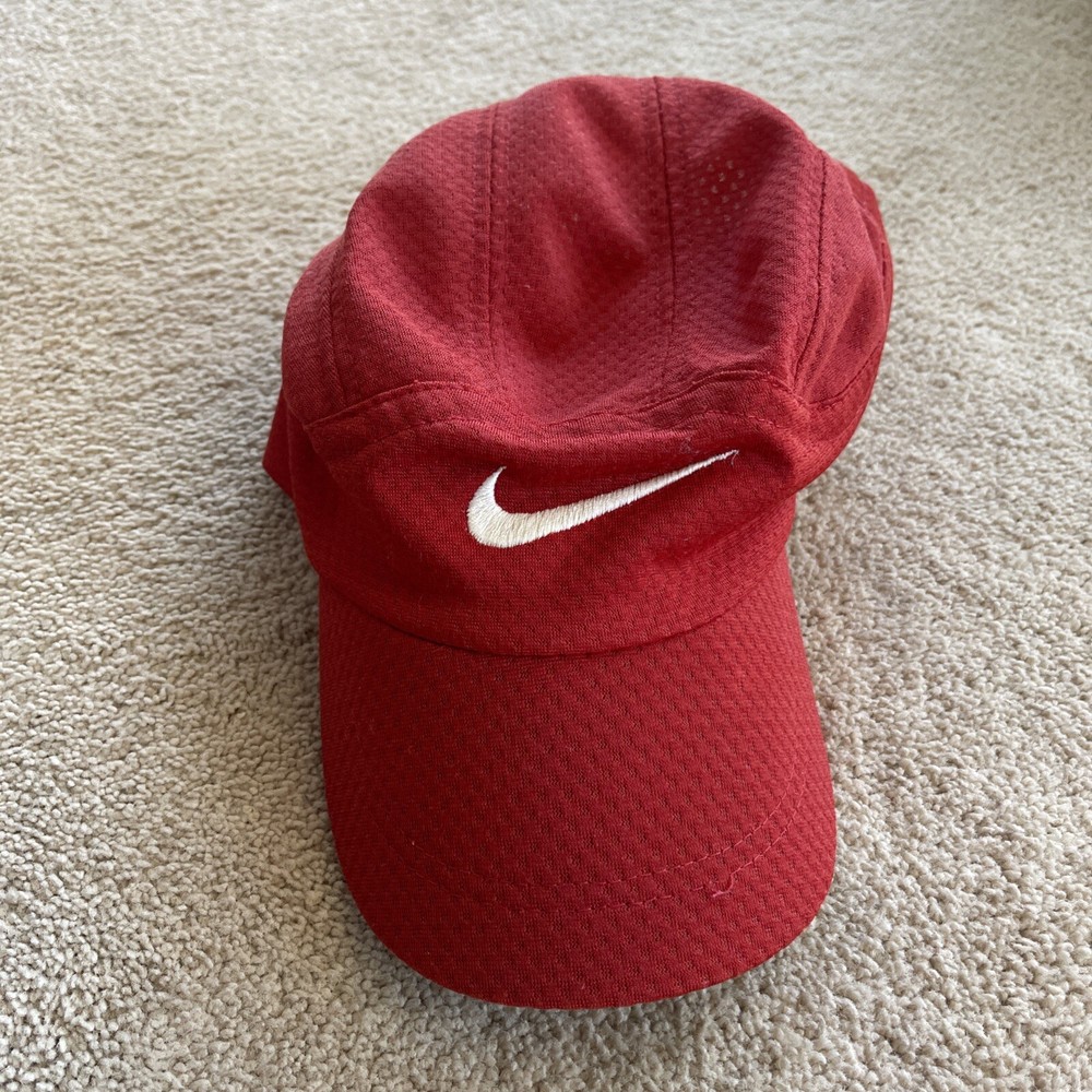 Vtg 90s Nike Tailwind Hat Cap 5 Panel Style Red Running Mesh Strap Snap Back