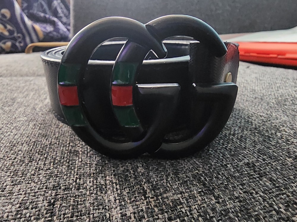 Gucci Black Leather Belt with Iconic GG Buckle